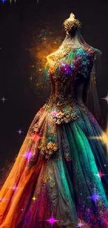 Elegant colorful gown artistic wallpaper.