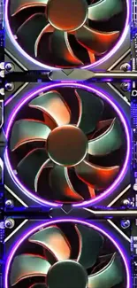 Close-up of glowing RGB GPU fans in dynamic colors.