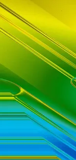 Vibrant abstract gradient wallpaper in yellow, green, and blue hues.