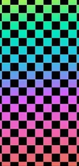 Vibrant gradient checkered wallpaper with a rainbow color scheme.