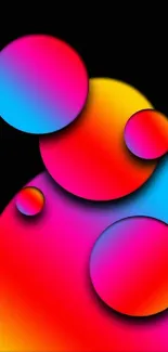 Vibrant gradient circles on black background wallpaper.