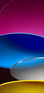 Vibrant pink, blue, and yellow gradient circles wallpaper.