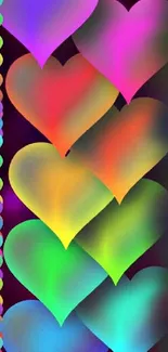 Vibrant multicolor hearts gradient wallpaper.