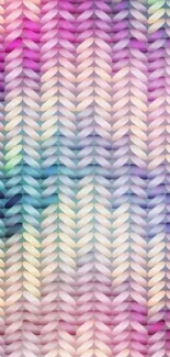 Vibrant gradient knit pattern wallpaper with pink and teal hues.