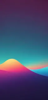 Vibrant abstract gradient wallpaper with blue and purple wave design.