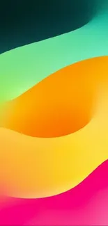 Vibrant gradient wallpaper with colorful abstract waves.