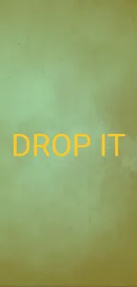 Vibrant green and blue gradient wallpaper with 'DROP IT' text in yellow.