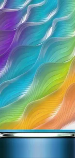 Vibrant gradient mobile wallpaper with colorful wave pattern.