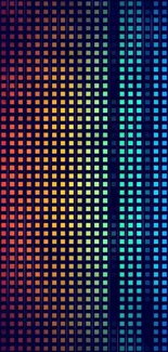 Vibrant gradient wallpaper with colorful pixel grid design.