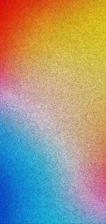 Bright gradient wallpaper with red, yellow, and blue colors.