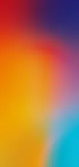 Vibrant gradient wallpaper with red, yellow, and blue hues blending seamlessly.