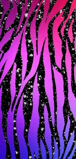 Colorful zebra stripe wallpaper with gradient hues and stars.