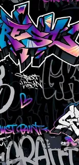 Vibrant graffiti wallpaper with bold street art design.
