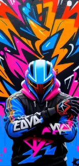 Dynamic graffiti art wallpaper with bold colors and urban style.