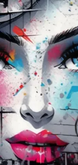 Graffiti face art wallpaper with vibrant colors.