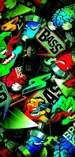 Colorful graffiti wallpaper with bold designs and vibrant imagery.