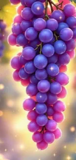 Vibrant purple grape cluster in digital art.