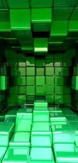 Vibrant green 3D cubes with glossy finish.