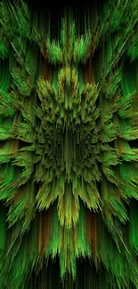 Vibrant green abstract 3D mobile wallpaper with dynamic, nature-inspired patterns.