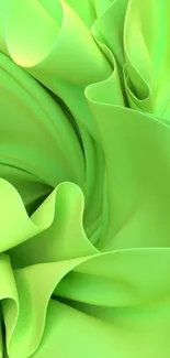 Vibrant green abstract mobile wallpaper with artistic folds.