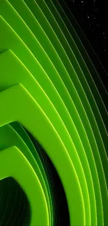 Vibrant green abstract lines on a dark background.