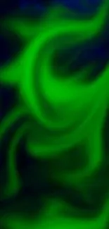 Vibrant green swirling abstract wallpaper for mobile.