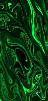 Vibrant green abstract wallpaper with swirling patterns.