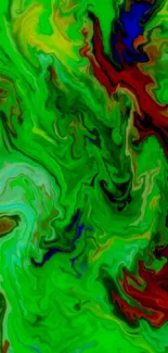 Vibrant green abstract swirl wallpaper pattern.