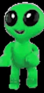 Vibrant green alien character on black background.