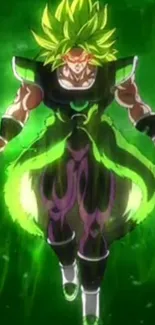 Vibrant anime character with green glowing aura