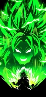 Green anime character intense design wallpaper.