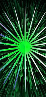 Vibrant green burst on a black background for phone wallpaper.