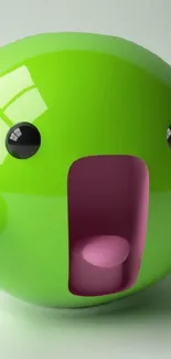 Vibrant green cartoon sphere wallpaper with fun design.