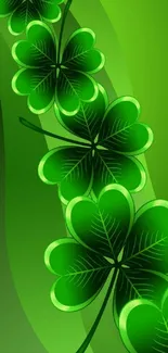 Vibrant green clover pattern on a mobile wallpaper.