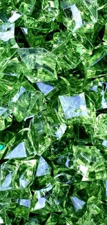 Vibrant green crystals forming a gemstone texture for mobile wallpaper.