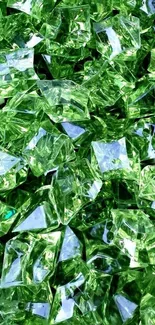 Vibrant green crystal wallpaper with sparkling gems.