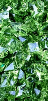 Vibrant green crystal texture wallpaper for mobile.