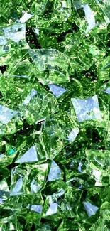 Vibrant green crystal wallpaper with shiny design elements.