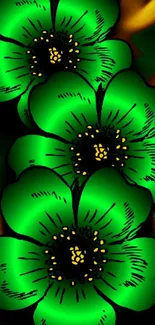 Vibrant green floral mobile wallpaper, stylish design.