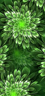 Abstract green floral pattern wallpaper for phones.