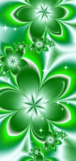 Green floral abstract mobile wallpaper design.