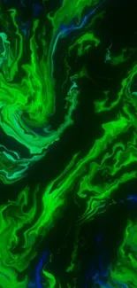 Vibrant green fluid art wallpaper for mobile phones.