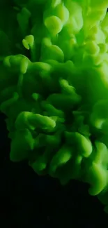 Vibrant green fluid art wallpaper for mobile devices.