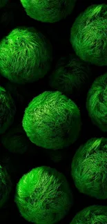 Abstract green furry spheres design wallpaper.