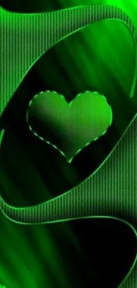 Vibrant green wallpaper featuring abstract heart shapes.