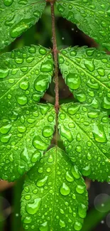 Vibrant green leaf with fresh rain droplets.