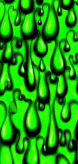 Vibrant green liquid droplets pattern wallpaper.