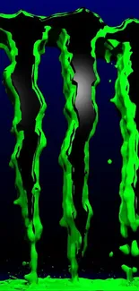 Vibrant neon green liquid design on dark background.