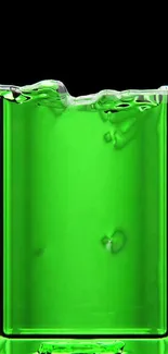 Vibrant green liquid splash on black backdrop, creating a lively aesthetic.