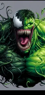 Vibrant green monster in comic art style wallpaper.